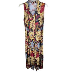 Hilo Hattie The Hawaiian Original Midi Brown Dress Womens L Floral Sleeveless